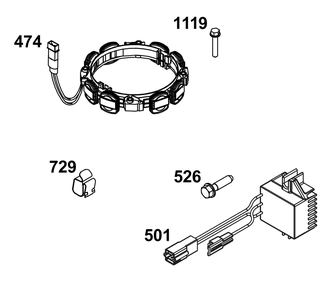 Alternator Group Diagram and Parts List for 49X977-0003-G1 400000 - 699999 Briggs and Stratton Engine